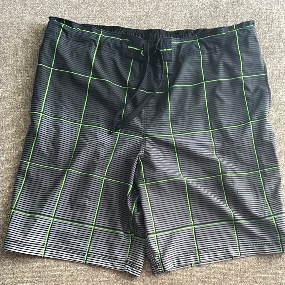 OP Black and Green Board Shorts Lightweight Swimwear